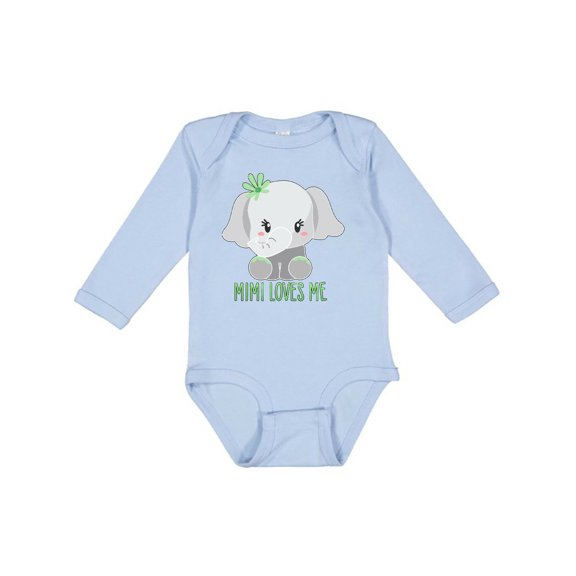 Inktastic Mimi Loves Me- Cute Elephant Boys or Girls Long Sleeve Baby Bodysuit