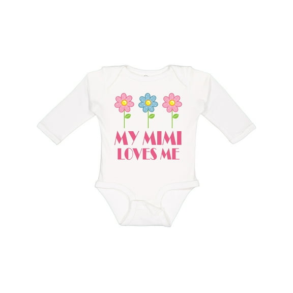 Inktastic Mimi Loves Me Daisies Girls Long Sleeve Baby Bodysuit
