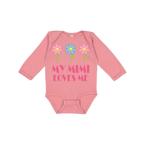Inktastic Mimi Loves Me Daisies Girls Long Sleeve Baby Bodysuit
