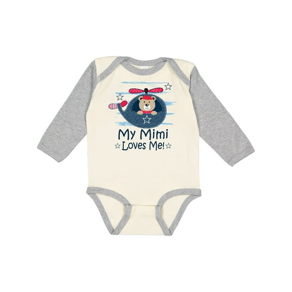 Inktastic Mimi Loves Me Grandson Boy Bear Boys Long Sleeve Baby Bodysuit