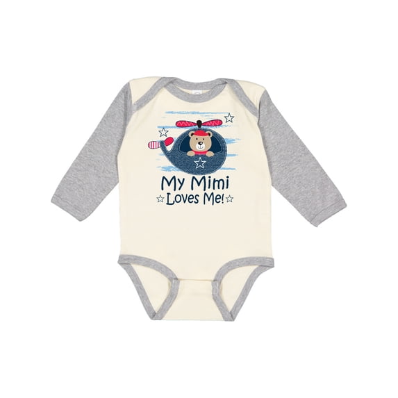Inktastic Mimi Loves Me Grandson Boy Bear Boys Long Sleeve Baby Bodysuit