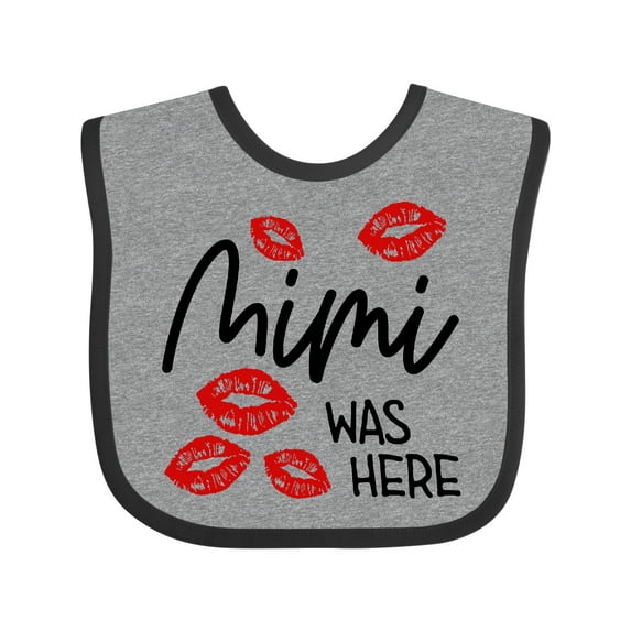 Inktastic Mimi Was Here Red Kisses Boys or Girls Baby Bib
