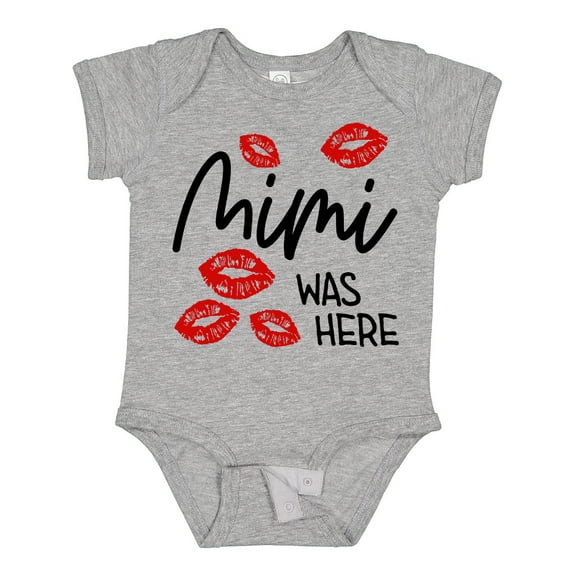 Inktastic Mimi Was Here Red Kisses Boys or Girls Baby Bodysuit