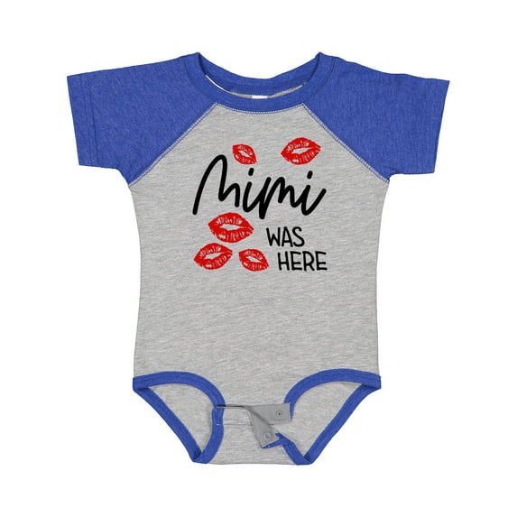 Inktastic Mimi Was Here Red Kisses Boys or Girls Baby Bodysuit