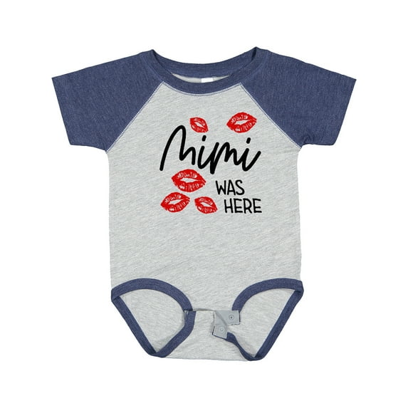 Inktastic Mimi Was Here Red Kisses Boys or Girls Baby Bodysuit