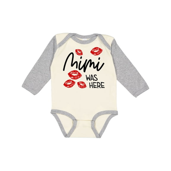 Inktastic Mimi Was Here Red Kisses Boys or Girls Long Sleeve Baby Bodysuit