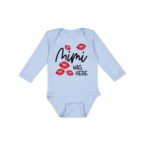 Inktastic Mimi Was Here Red Kisses Boys or Girls Long Sleeve Baby Bodysuit