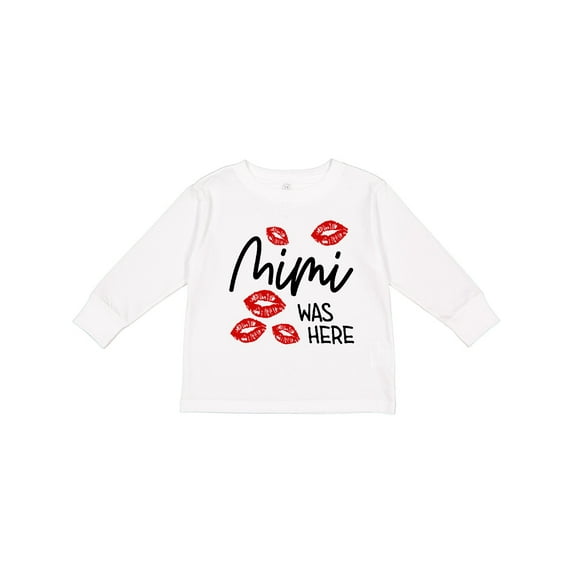 Inktastic Mimi Was Here Red Kisses Boys or Girls Long Sleeve Toddler T-Shirt