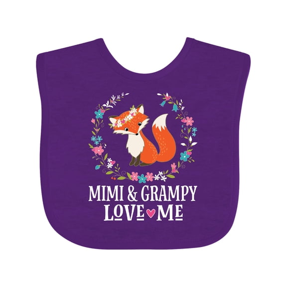 Inktastic Mimi and Grampy Love Me Cute Fox Girls Baby Bib