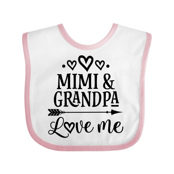 Inktastic Mimi and Grandpa Love Me Girls Baby Bib