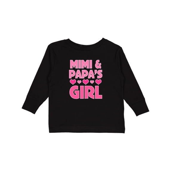 Inktastic Mimi and Papa Girl Grandchild Valentine Girls Long Sleeve Toddler T-Shirt