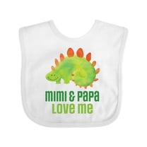Inktastic Mimi and Papa Grandkids Dinosaur Boys or Girls Baby Bib
