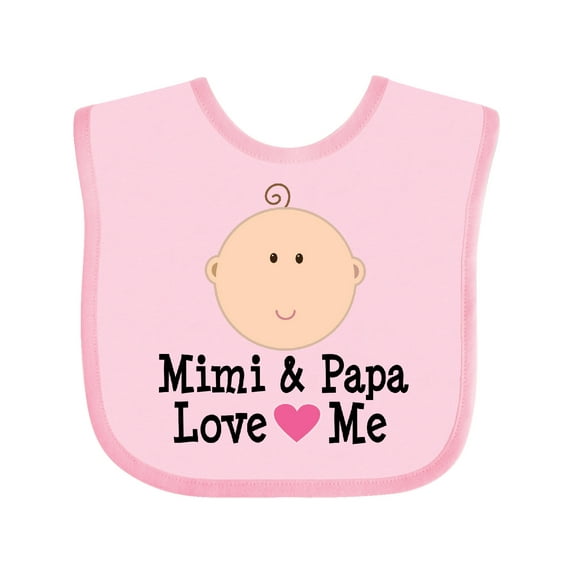 Inktastic Mimi and Papa Love Me Baby Girl Girls Baby Bib