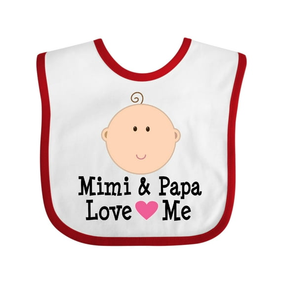 Inktastic Mimi and Papa Love Me Baby Girl Girls Baby Bib