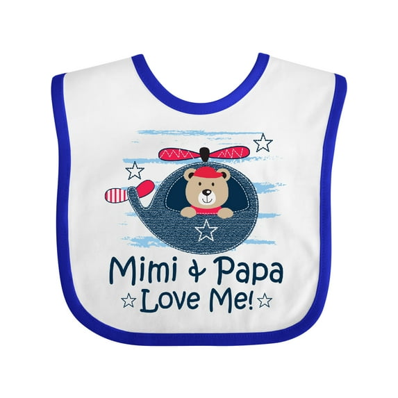 Inktastic Mimi and Papa Love Me Boys Boys Baby Bib