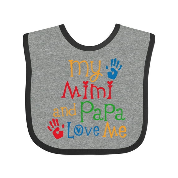 Inktastic Mimi and Papa Love Me Boys or Girls Baby Bib