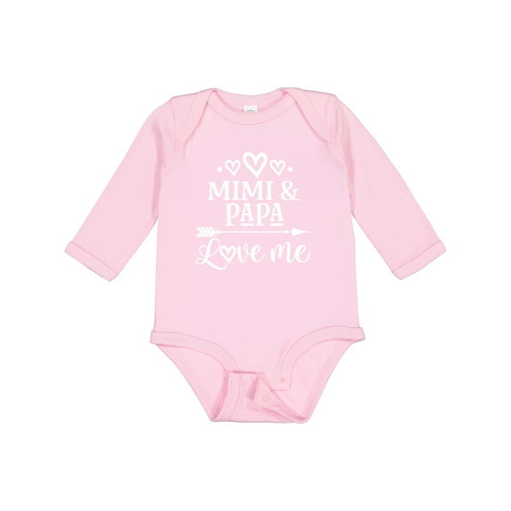 Inktastic Mimi and Papa Love Me Boys or Girls Long Sleeve Baby Bodysuit