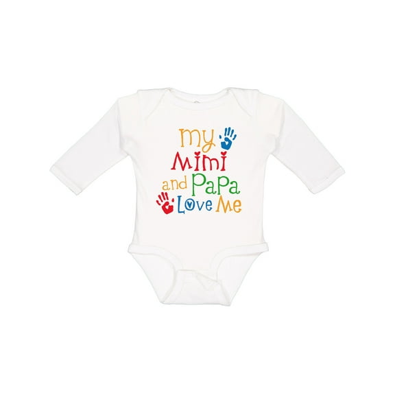 Inktastic Mimi and Papa Love Me Boys or Girls Long Sleeve Baby Bodysuit