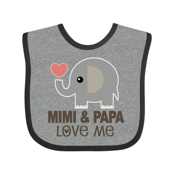 Inktastic Mimi and Papa Love Me Elephant Boys or Girls Baby Bib