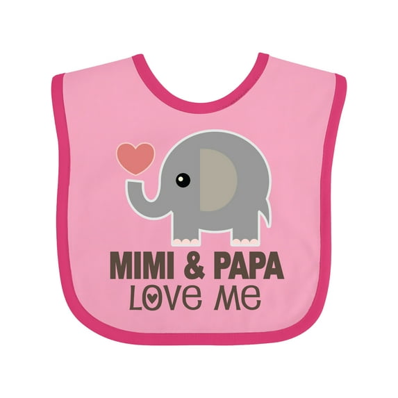 Inktastic Mimi and Papa Love Me Elephant Boys or Girls Baby Bib