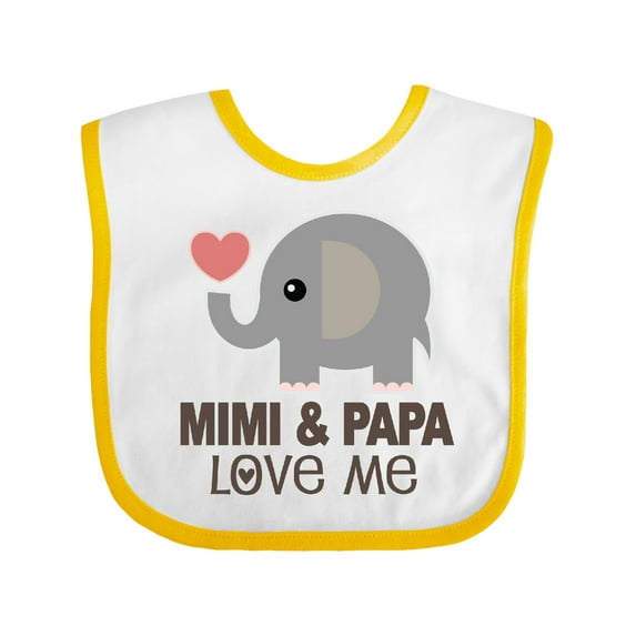 Inktastic Mimi and Papa Love Me Elephant Boys or Girls Baby Bib