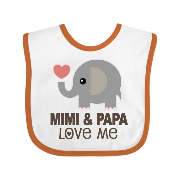 Inktastic Mimi and Papa Love Me Elephant Boys or Girls Baby Bib