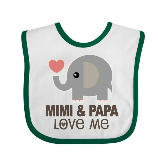Inktastic Mimi and Papa Love Me Elephant Boys or Girls Baby Bib