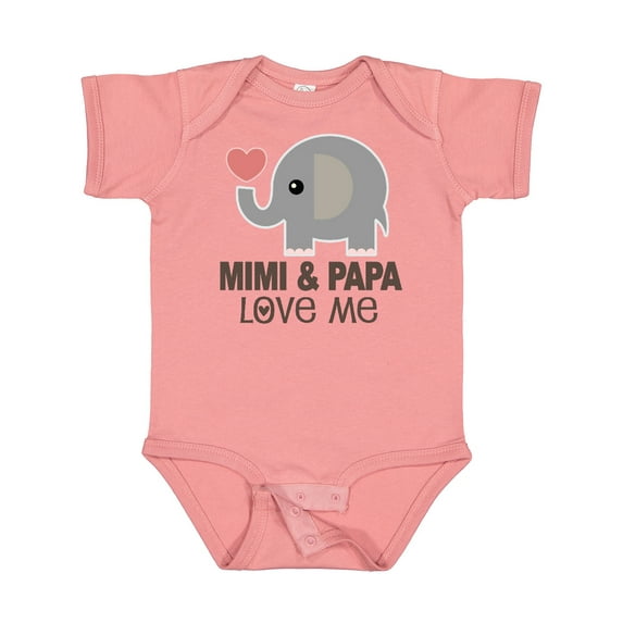 Inktastic Mimi and Papa Love Me Elephant Boys or Girls Baby Bodysuit