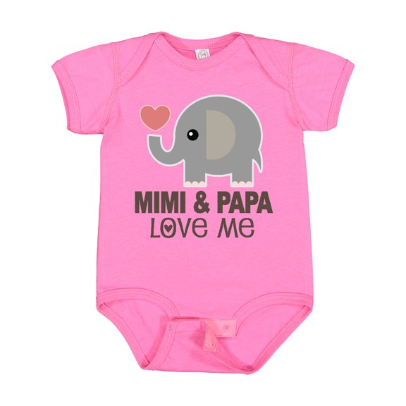 Inktastic Mimi and Papa Love Me Elephant Boys or Girls Baby Bodysuit