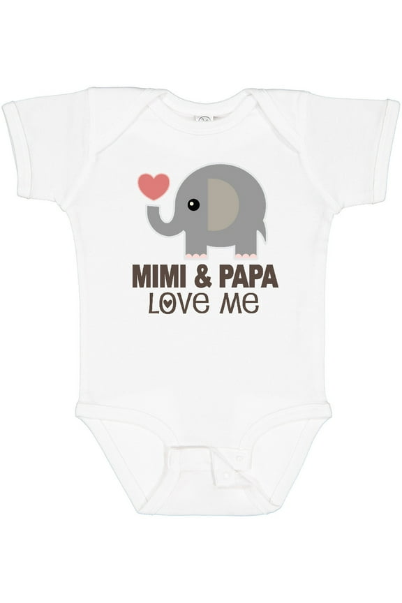 Mimi and Papa Love Me Elephant Boys or Girls Baby Bodysuit