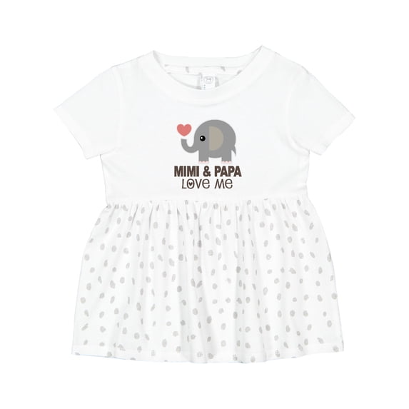 Inktastic Mimi and Papa Love Me Elephant Girls Baby Dress