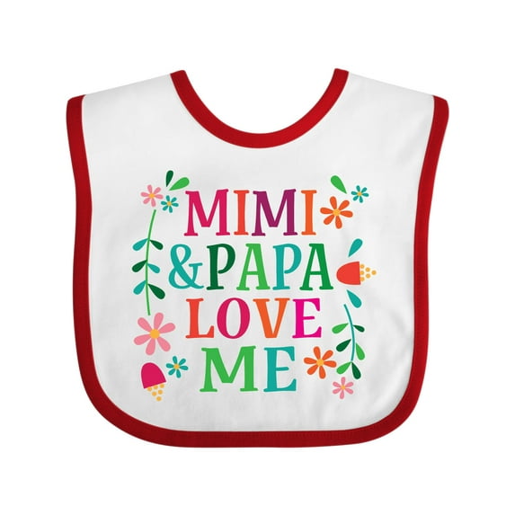 Inktastic Mimi and Papa Love Me Girls Baby Bib