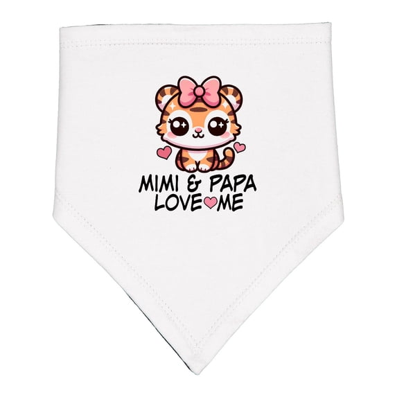 Inktastic Mimi and Papa Love Me Girls Grandchild Baby Bandana Bib