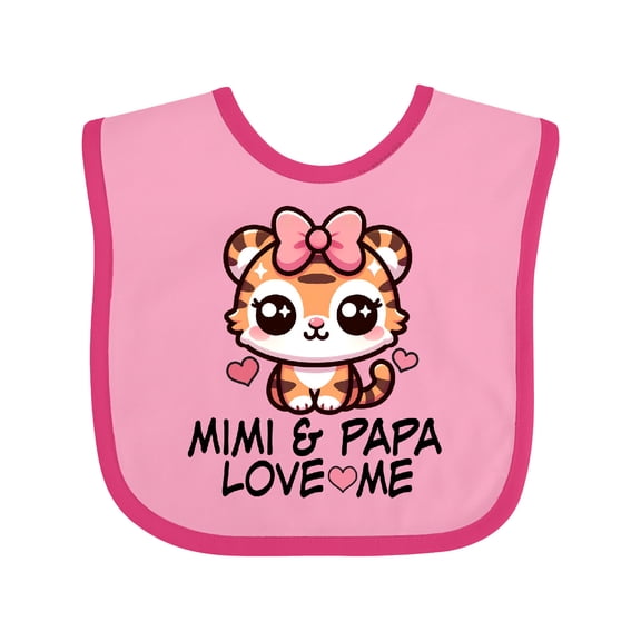 Inktastic Mimi and Papa Love Me Girls Grandchild Girls Baby Bib