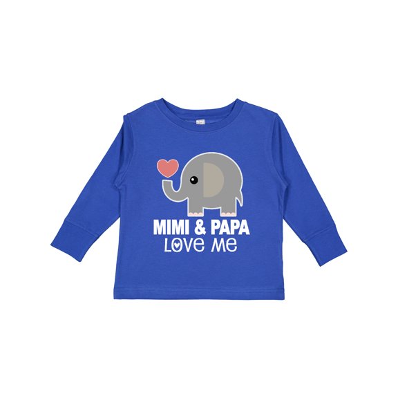 Inktastic Mimi and Papa Love Me Grandkids Boys or Girls Long Sleeve Toddler T-Shirt