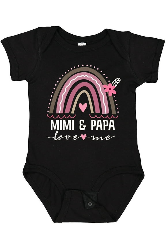 Mimi and Papa Love Me Rainbow Girls Baby Bodysuit