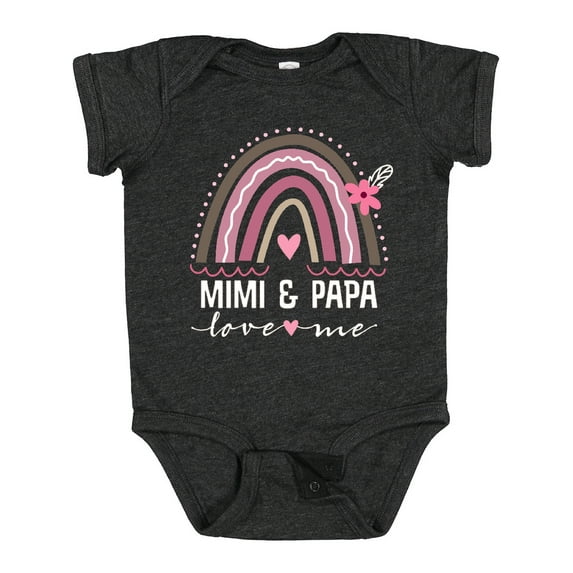 Inktastic Mimi and Papa Love Me Rainbow Girls Baby Bodysuit
