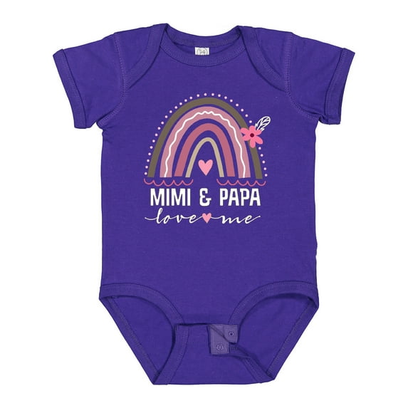 Inktastic Mimi and Papa Love Me Rainbow Girls Baby Bodysuit