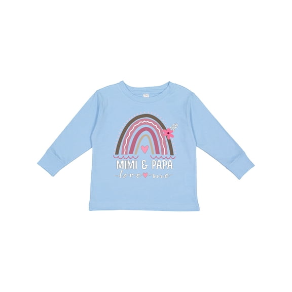 Inktastic Mimi and Papa Love Me Rainbow Girls Long Sleeve Toddler T-Shirt
