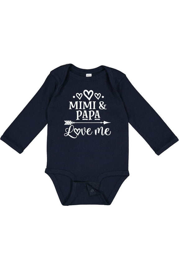 Mimi and Papa Love Me for Grandchild Boys or Girls Long Sleeve Baby Bodysuit