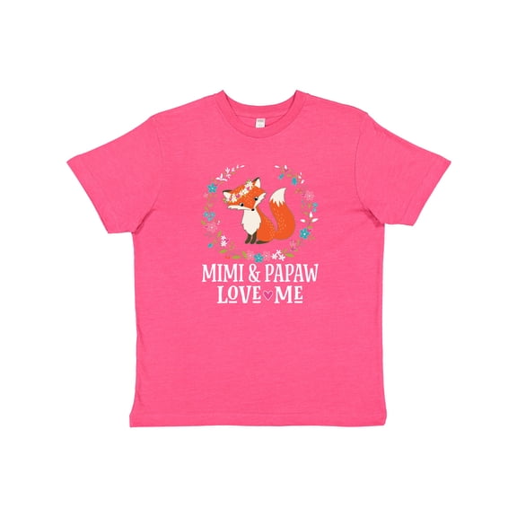 Inktastic Mimi and Papaw Love Me Granddaughter Fox Youth T-Shirt