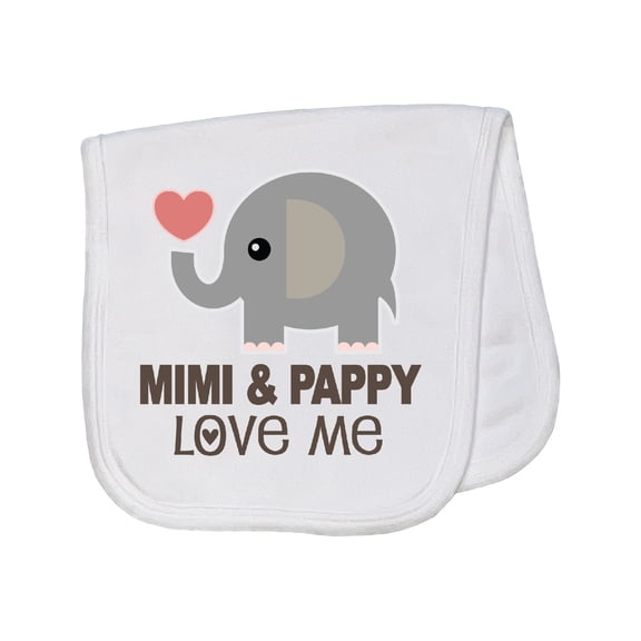 Inktastic Mimi and Pappy Love Me Elephant Baby Burp Cloth