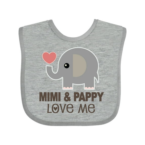 Inktastic Mimi and Pappy Love Me Elephant Boys or Girls Baby Bib