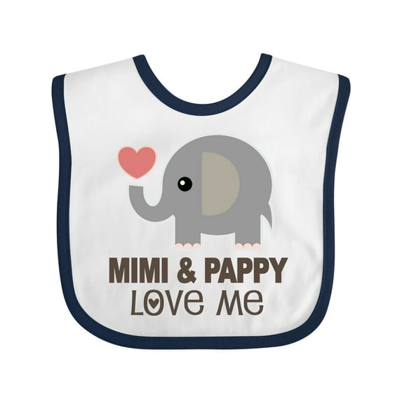 Inktastic Mimi and Pappy Love Me Elephant Boys or Girls Baby Bib