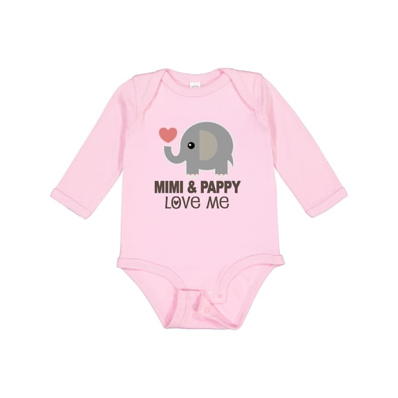 Inktastic Mimi and Pappy Love Me Elephant Boys or Girls Long Sleeve Baby Bodysuit