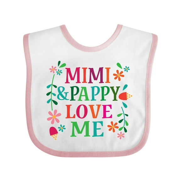 Inktastic Mimi and Pappy Love Me Grandchild Girls Baby Bib