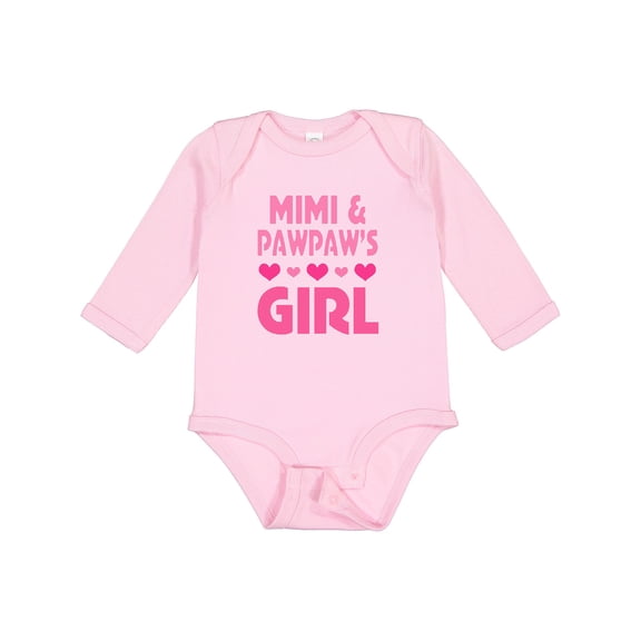 Inktastic Mimi and Pawpaw Girl Granddaughter Valentine Girls Long Sleeve Baby Bodysuit