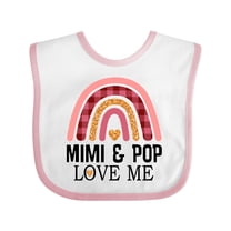 Inktastic Mimi and Pop Love Me Girls Granddaughter Rainbow Girls Baby Bib