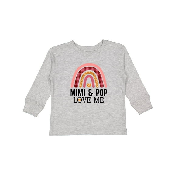 Inktastic Mimi and Pop Love Me Girls Granddaughter Rainbow Girls Long Sleeve Toddler T-Shirt