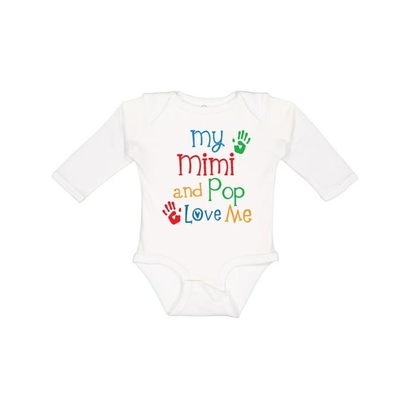 Inktastic Mimi and Pop Love Me Grandchild Boys or Girls Long Sleeve Baby Bodysuit